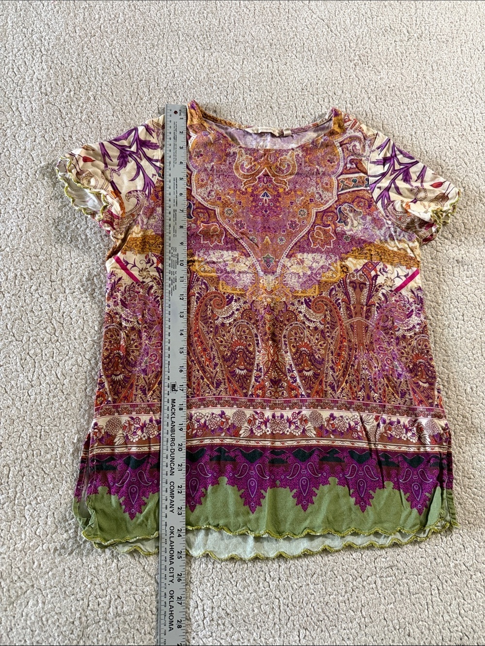 Soft Surroundings Purple Paisley Tee with Green Trim - Picture 5 of 6